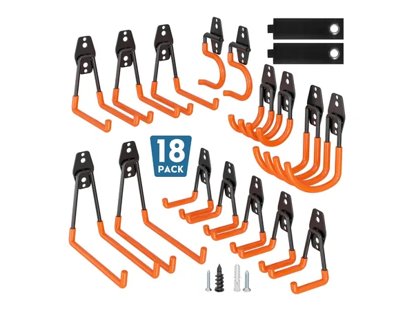 BONTEC : 18 crochets muraux renforcés pour outils de jardin
